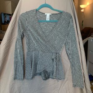 NWOT Faux wrap shirt